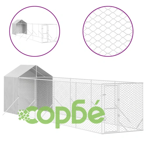 Външна клетка за куче с покрив сребриста 2x10x2,5 м стомана ➤ топ цена ➤ sorbe.bg