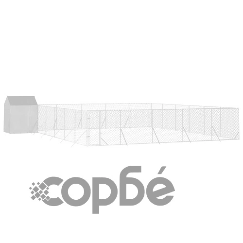 Външна клетка за куче с покрив сребриста 12x12x2,5 м стомана ➤ топ цена ➤ sorbe.bg