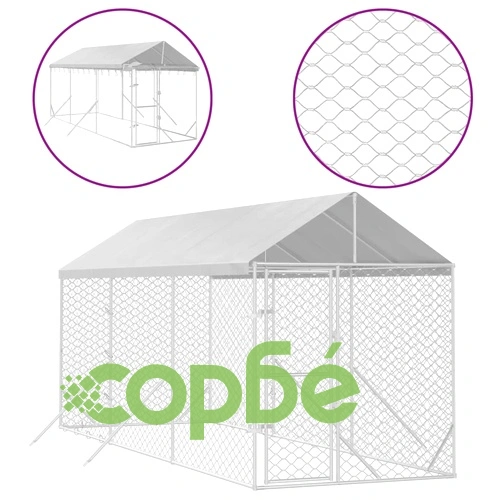 Външна клетка за куче с покрив сребриста 2x6x2,5 м стомана ➤ топ цена ➤ sorbe.bg