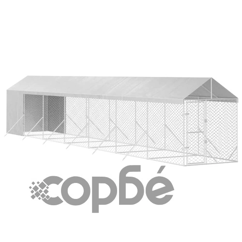 Външна клетка за куче с покрив сребриста 2x14x2,5 м стомана ➤ топ цена ➤ sorbe.bg