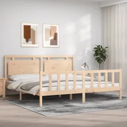 Рамка за легло с табла, 200x200 см, дърво масив