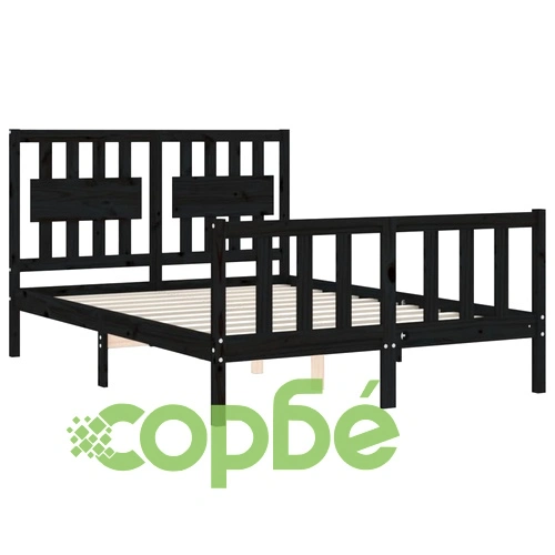 Рамка за легло с табла черна Double масивно дърво ➤ топ цена ➤ sorbe.bg