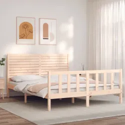 Рамка за легло с табла 5FT King Size масивно дърво