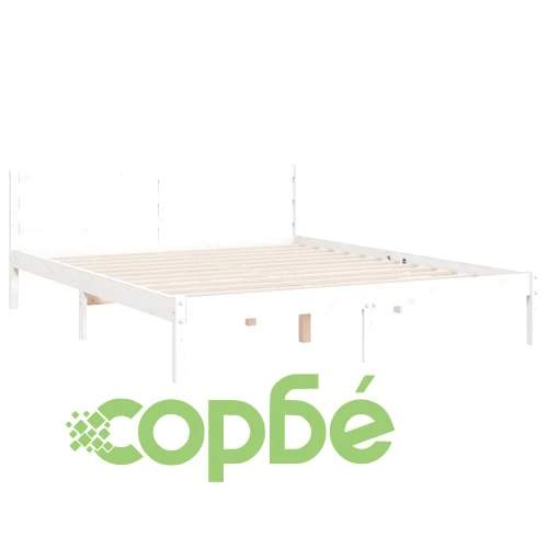 Рамка за легло с табла, бяла, 160х200 см, масивно дърво ➤ топ цена ➤ sorbe.bg