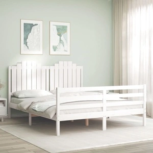 Рамка за легло с табла бяла King Size масивно дърво