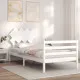 Рамка за легло с табла, бяло, 100x200 см, масивно дърво