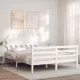 Рамка за легло с табла, бяла, 140х200 см, масивно дърво