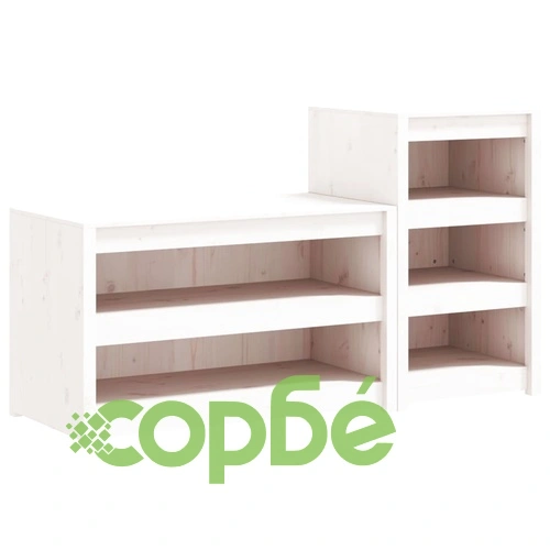 Кухненски шкафове за открито, 2 бр, бели, бор масив ➤ топ цена ➤ sorbe.bg