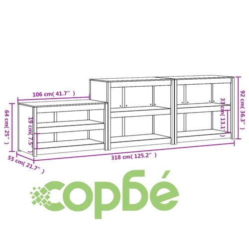 Кухненски шкафове за открито, 3 бр, черни, бор масив ➤ топ цена ➤ sorbe.bg
