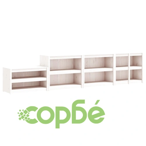 Кухненски шкафове за открито, 4 бр, бели, бор масив ➤ топ цена ➤ sorbe.bg