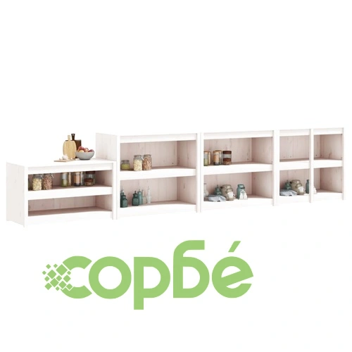 Кухненски шкафове за открито, 4 бр, бели, бор масив ➤ топ цена ➤ sorbe.bg