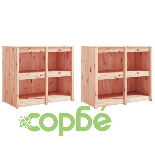 Кухненски шкафове за открито, 3 бр, бор масив ➤ топ цена ➤ sorbe.bg