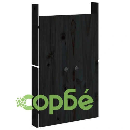 Кухненски шкафове за открито, 3 бр, черни, бор масив ➤ топ цена ➤ sorbe.bg