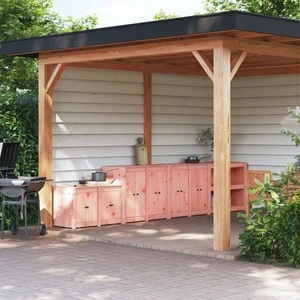 Кухненски шкафове за открито, 3 бр, дугласко дърво масив