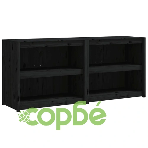 Кухненски шкафове за открито, 2 бр, черни, бор масив ➤ топ цена ➤ sorbe.bg