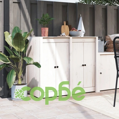 Кухненски шкаф за открито, бял, бор масив ➤ топ цена ➤ sorbe.bg