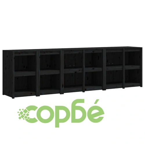 Кухненски шкафове за открито, 4 бр, черни, бор масив ➤ топ цена ➤ sorbe.bg