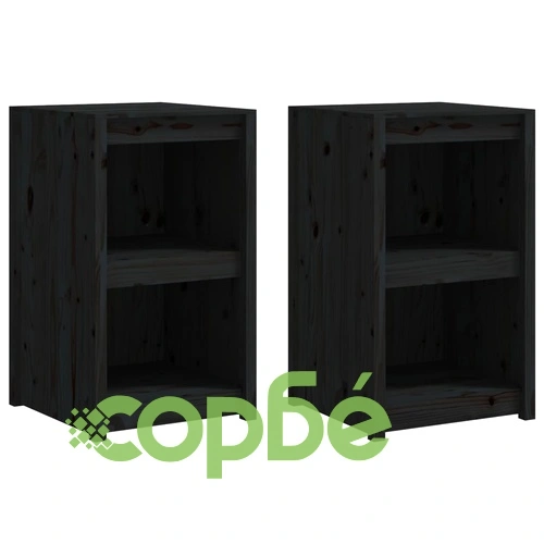 Кухненски шкафове за открито, 4 бр, черни, бор масив ➤ топ цена ➤ sorbe.bg