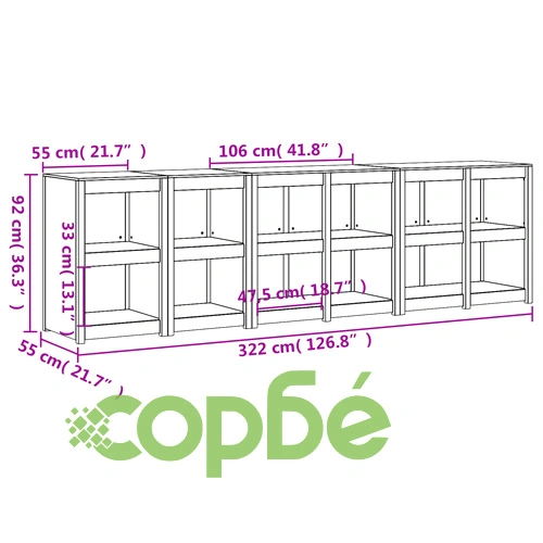 Кухненски шкафове за открито, 4 бр, черни, бор масив ➤ топ цена ➤ sorbe.bg