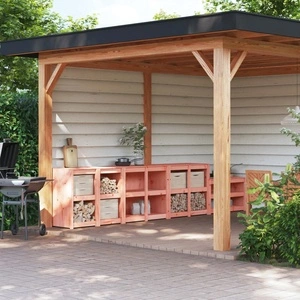 Кухненски шкафове за открито, 4 бр, дугласко дърво масив