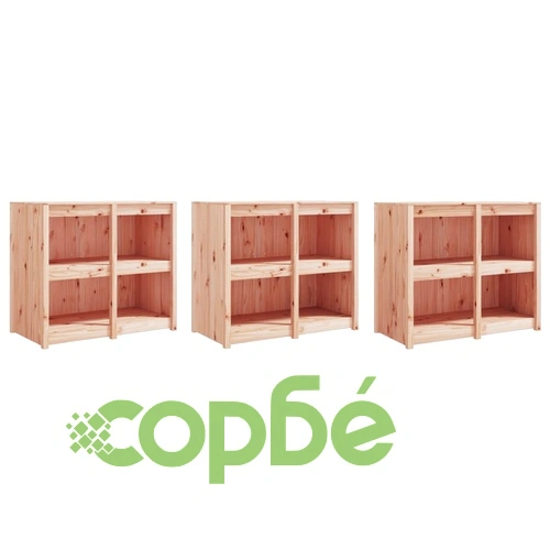 Кухненски шкафове за открито, 3 бр, бор масив ➤ топ цена ➤ sorbe.bg