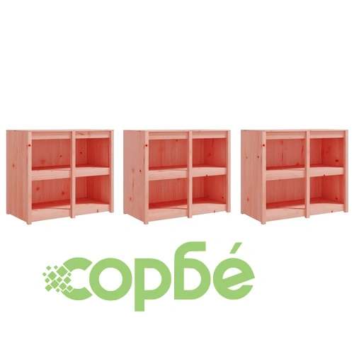 Кухненски шкафове за открито, 3 бр, дугласко дърво масив ➤ топ цена ➤ sorbe.bg