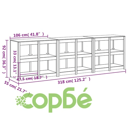 Кухненски шкафове за открито, 3 бр, дугласко дърво масив ➤ топ цена ➤ sorbe.bg