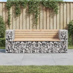 Градинска пейка с габионен дизайн 184x71x65,5 см бор масив