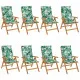 Наклоняеми градински столове с възглавници, 8 бр, тик масив