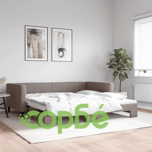 Канапе с изтеглящо разтегателно легло таупе 100x200 см плат ➤ топ цена ➤ sorbe.bg