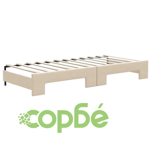 Канапе с изтеглящо легло и чекмеджета кремаво 80x200 см плат ➤ топ цена ➤ sorbe.bg