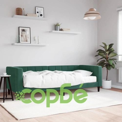 Канапе с матрак, тъмнозелено, 80x200 см, кадифе ➤ топ цена ➤ sorbe.bg