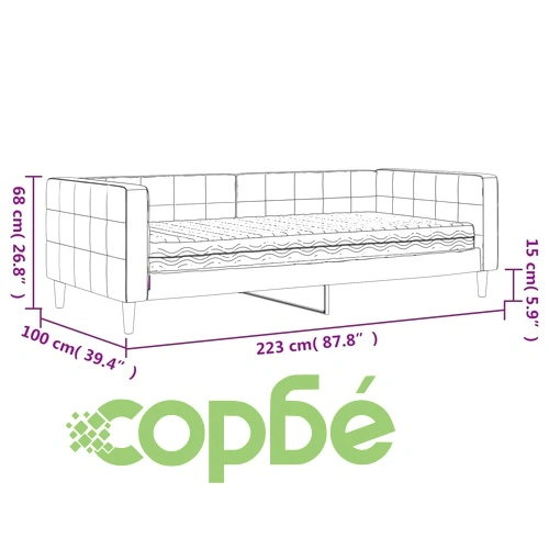 Канапе с матрак, синьо, 90x200 см, кадифе ➤ топ цена ➤ sorbe.bg