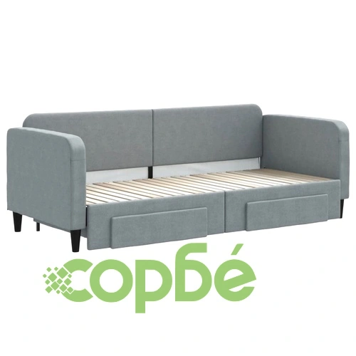 Канапе с походно легло и чекмеджета светлосиво 80x200 см плат ➤ топ цена ➤ sorbe.bg