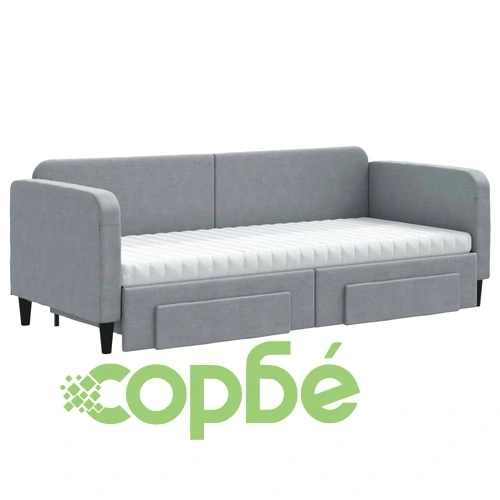 Канапе с походно легло и чекмеджета, светлосиво 80x200 см плат ➤ топ цена ➤ sorbe.bg