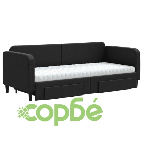 Канапе с походно легло и чекмеджета черно 80x200 см плат ➤ топ цена ➤ sorbe.bg