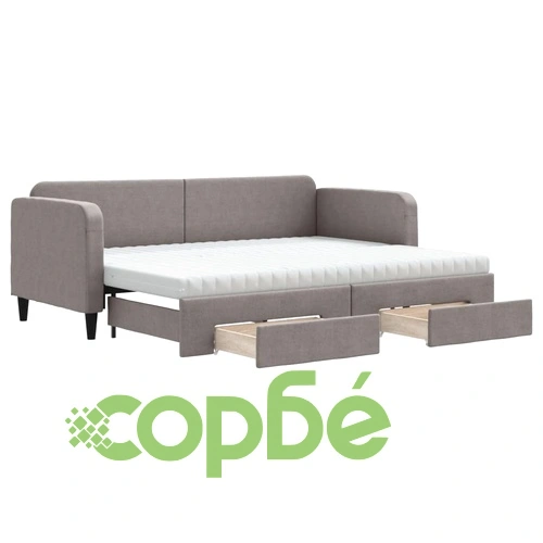 Канапе с походно легло и чекмеджета таупе 80x200 см плат ➤ топ цена ➤ sorbe.bg