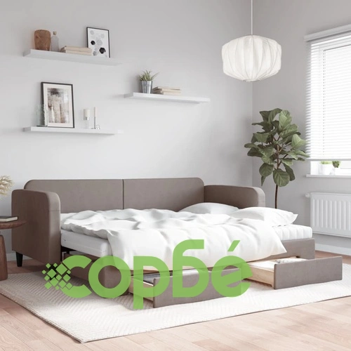 Канапе с походно легло и чекмеджета таупе 80x200 см плат ➤ топ цена ➤ sorbe.bg