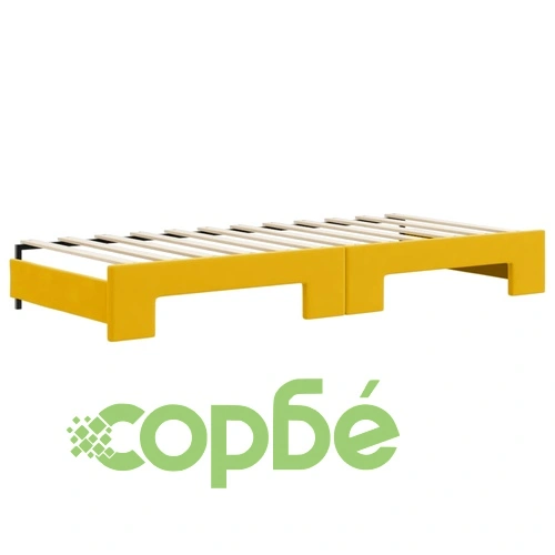 Канапе с изтеглящо легло и чекмеджета жълто 90x200 см кадифе ➤ топ цена ➤ sorbe.bg