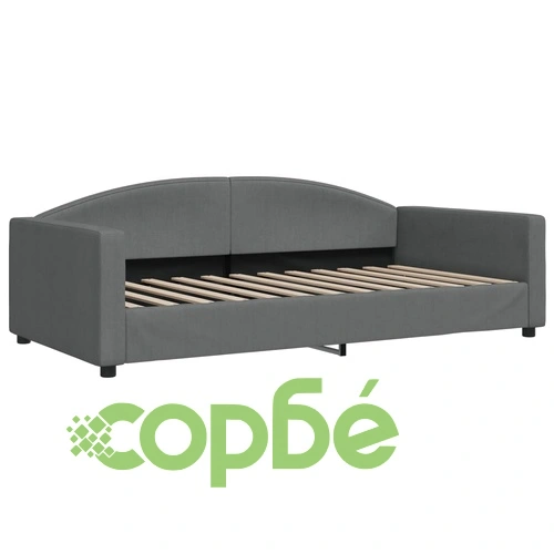 Канапе с изтеглящо легло и матрак тъмносиво 100x200 см плат ➤ топ цена ➤ sorbe.bg
