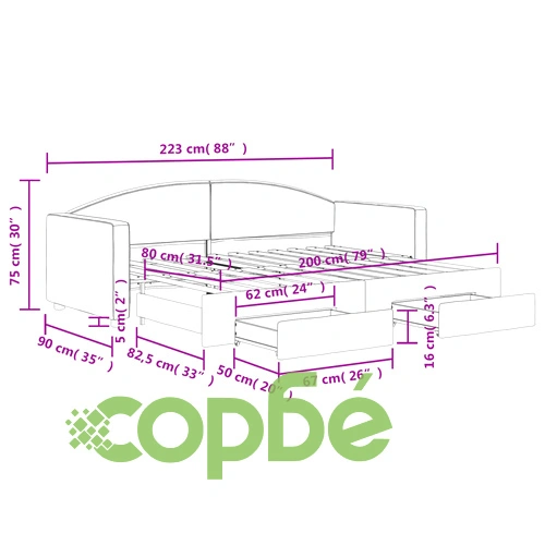 Дневно легло с уширение и чекмеджета, без матрак, 80x200 см ➤ топ цена ➤ sorbe.bg