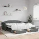Канапе с изтеглящо легло и чекмеджета тъмносиво 100x200 см плат