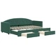 Канапе изтеглящо легло и чекмеджета тъмнозелен 80x200 см кадифе