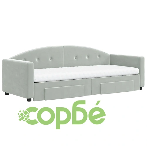 Канапе с походно легло и чекмеджета, светлосиво 80x200 см плат ➤ топ цена ➤ sorbe.bg