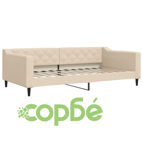 Канапе с изтеглящо разтегателно легло кремаво 100x200 см плат ➤ топ цена ➤ sorbe.bg