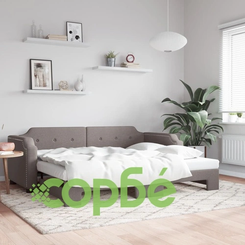 Канапе с изтеглящо разтегателно легло таупе 80x200 см плат ➤ топ цена ➤ sorbe.bg
