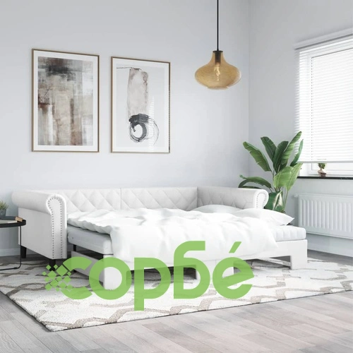 Канапе с походно легло и матрак бяло 90x200 см изкуствена кожа ➤ топ цена ➤ sorbe.bg