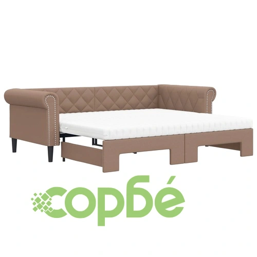 Канапе с походно легло и матрак, 90x200 см изкуствена кожа ➤ топ цена ➤ sorbe.bg