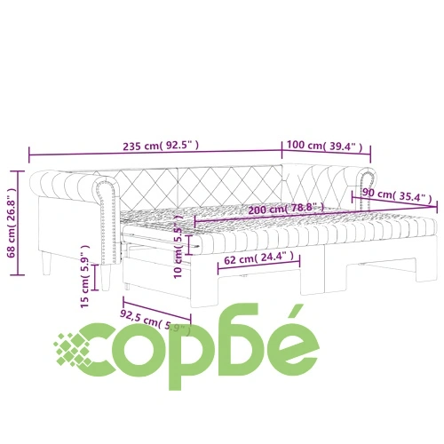 Канапе с походно легло и матрак, 90x200 см изкуствена кожа ➤ топ цена ➤ sorbe.bg