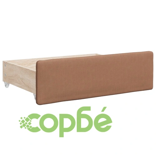 Канапе с изтегляне и чекмеджета капучино 90x200 см еко кожа ➤ топ цена ➤ sorbe.bg